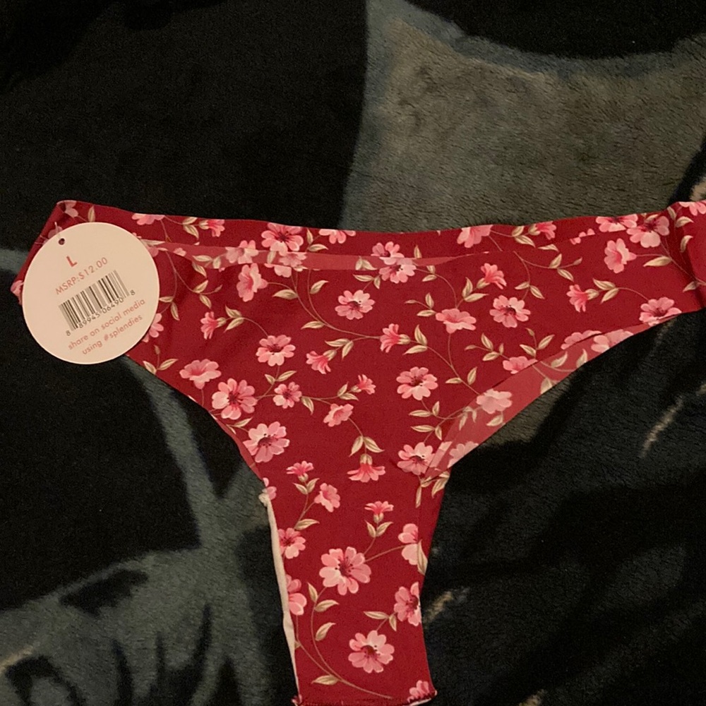 Splendies pink floral lazer cut thong